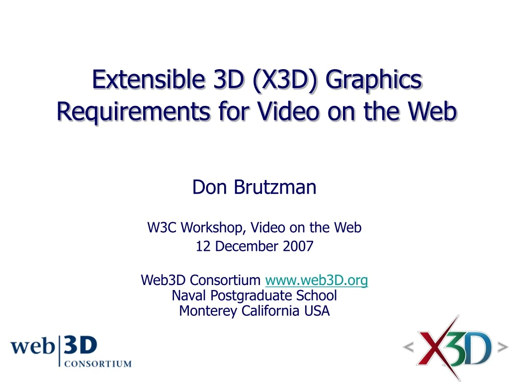 extensible 3d x3d graphics requirements for video on the web