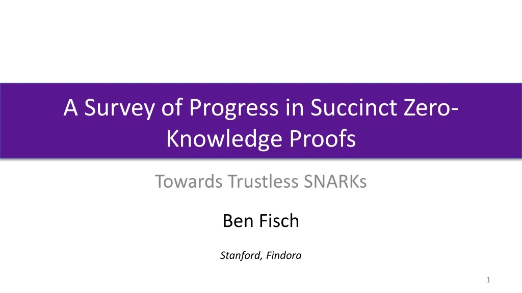 a survey of progress in succinct zero knowledge proofs