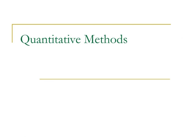 Quantitative Methods