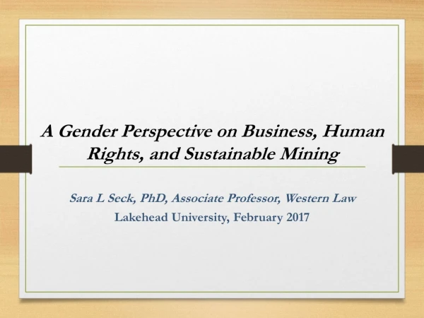 A Gender Perspective on Business, Human Rights, and Sustainable Mining