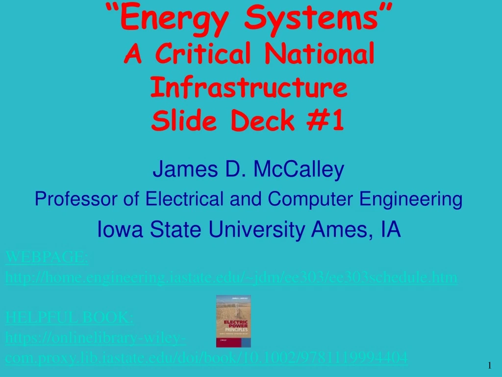 energy systems a critical national infrastructure