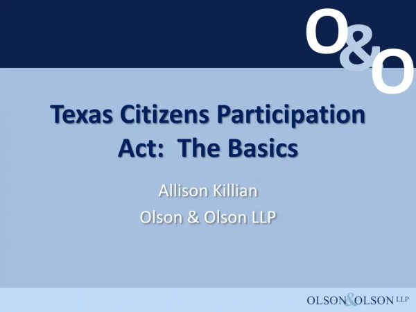 Texas Citizens Participation Act:  The Basics