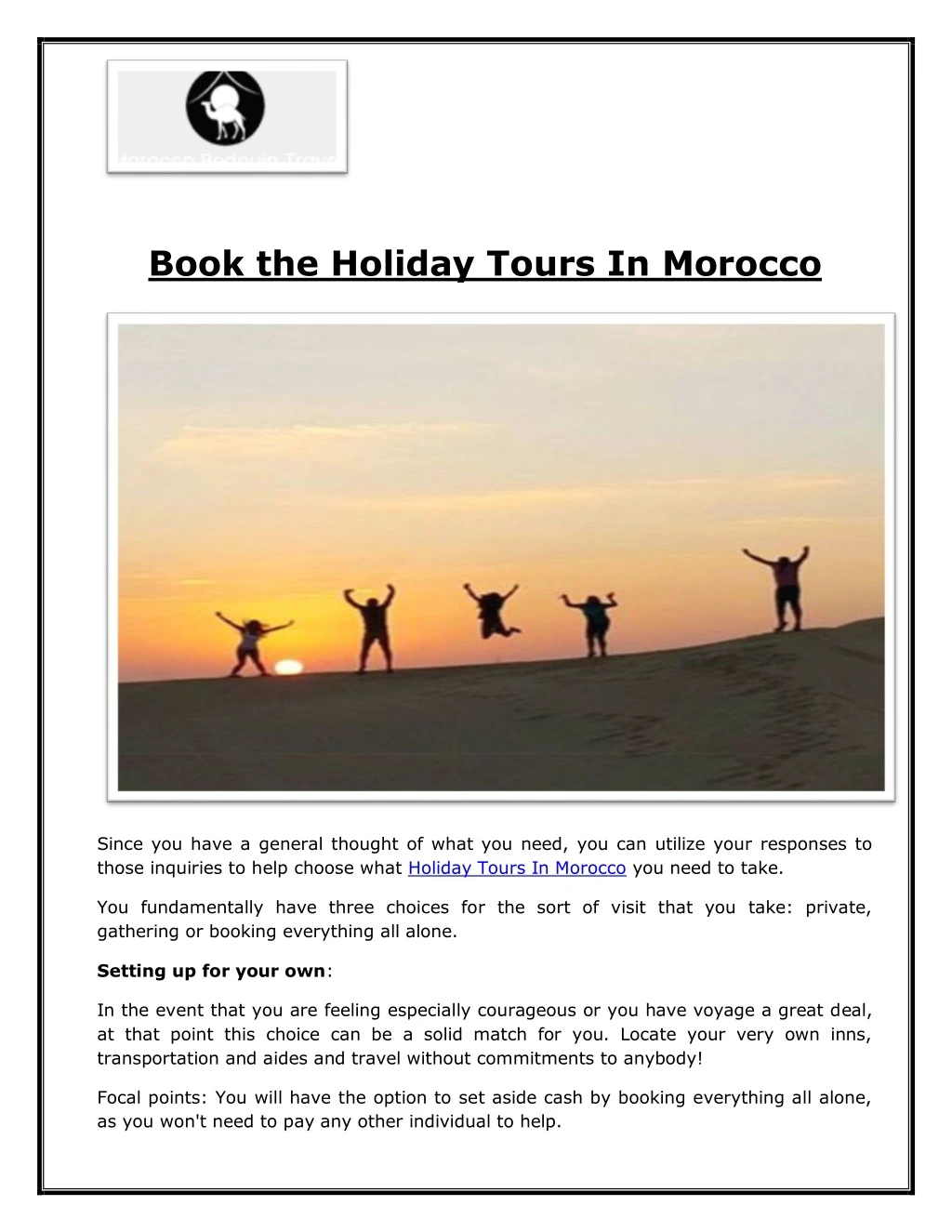 book the holiday tours in morocco