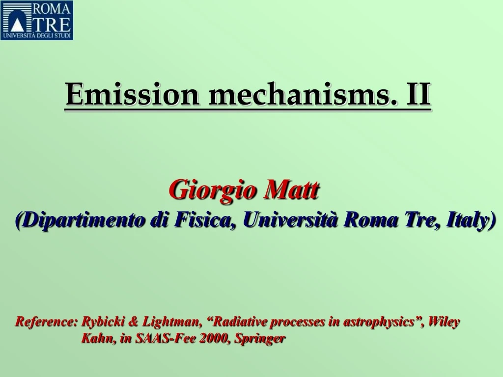 emission mechanisms ii