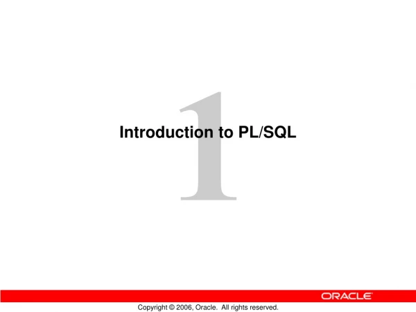 Introduction to PL/SQL