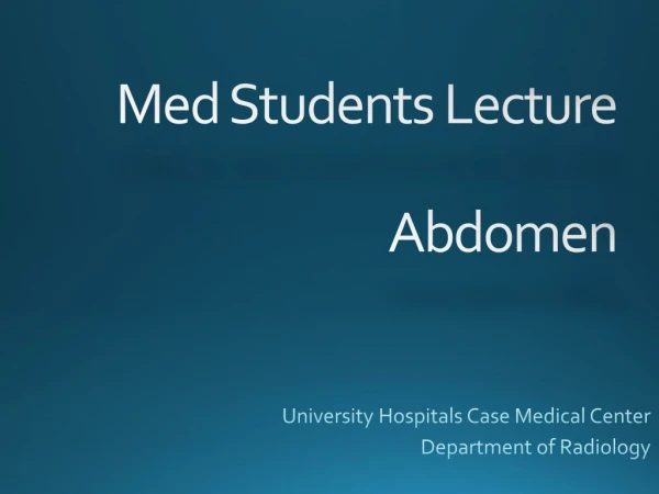 Med Students Lecture Abdomen