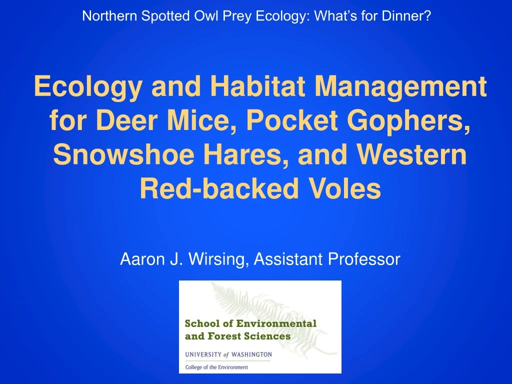 northern spotted owl prey ecology what