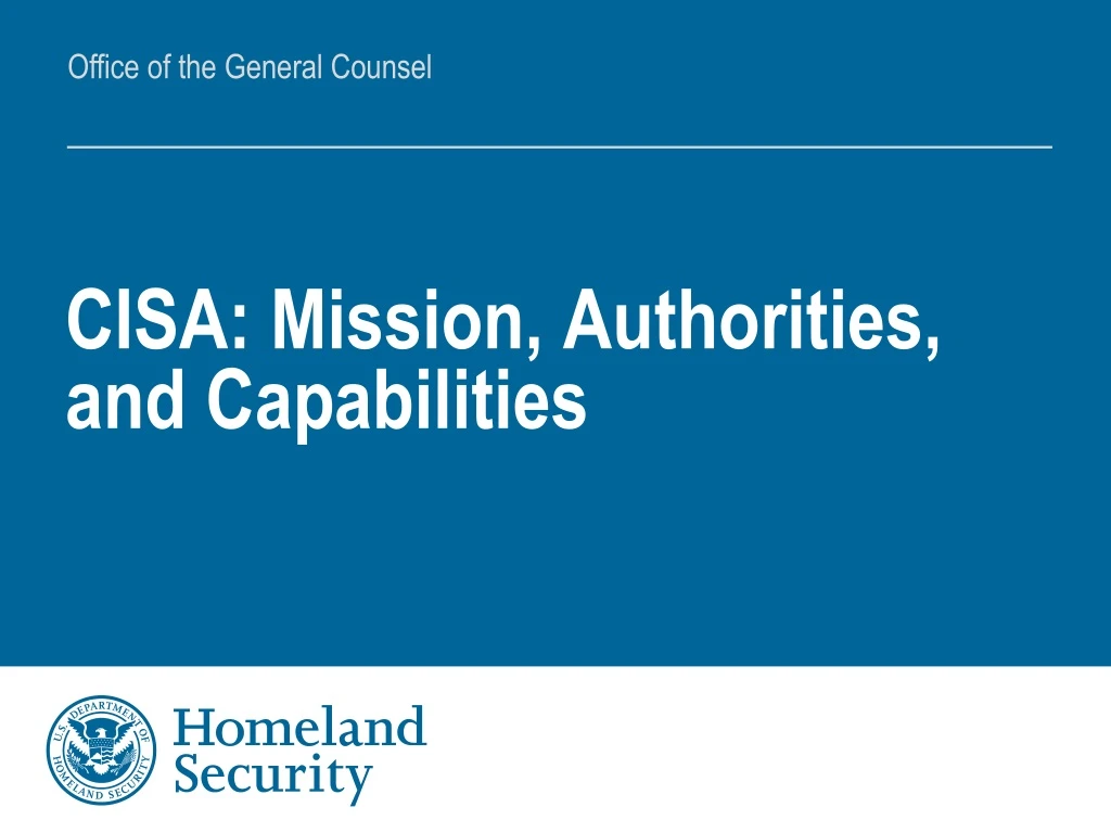 cisa mission authorities and capabilities