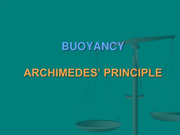 BUOYANCY ARCHIMEDES’ PRINCIPLE
