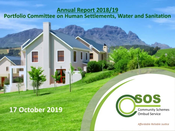 Annual Report 2018/19 Portfolio Committee on Human Settlements, Water and Sanitation