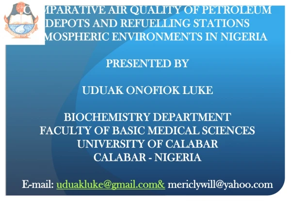 COMPARATIVE AIR QUALITY OF PETROLEUM  COMPARATIVE AIR QUALITY OF PETROLEUM