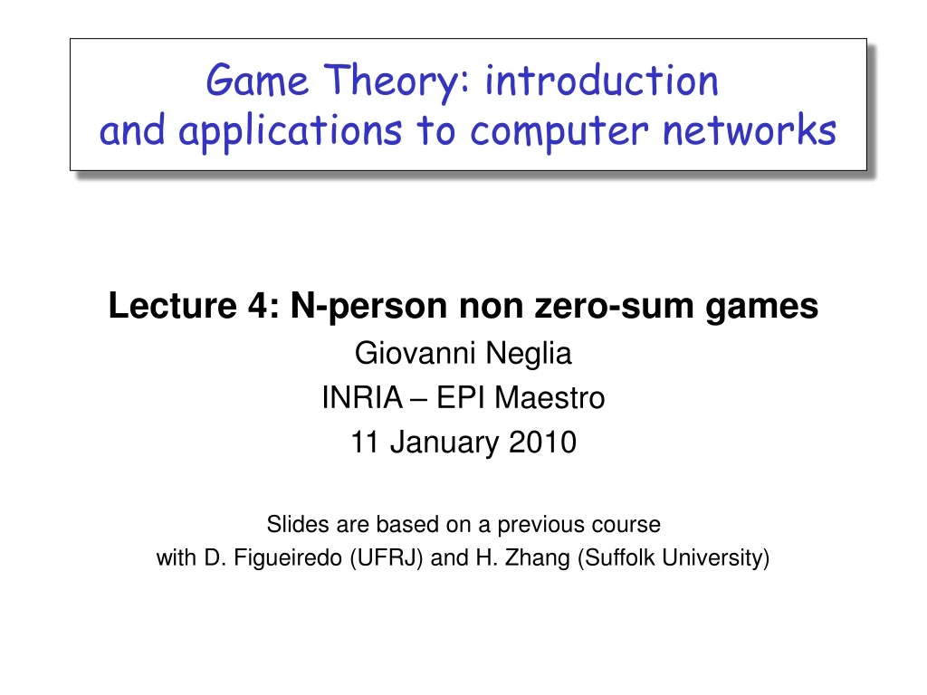 game theory introduction and applications