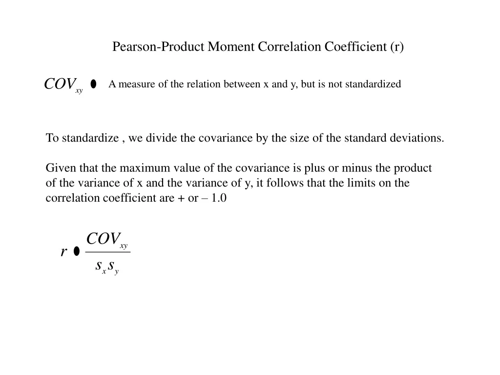 pearson product moment correlation coefficient r