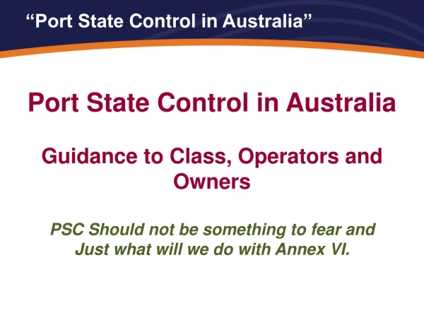 “Port State  Control in  Australia”