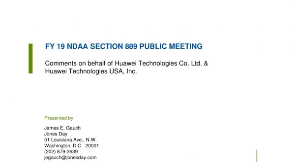 FY 19 NDAA Section 889 Public Meeting