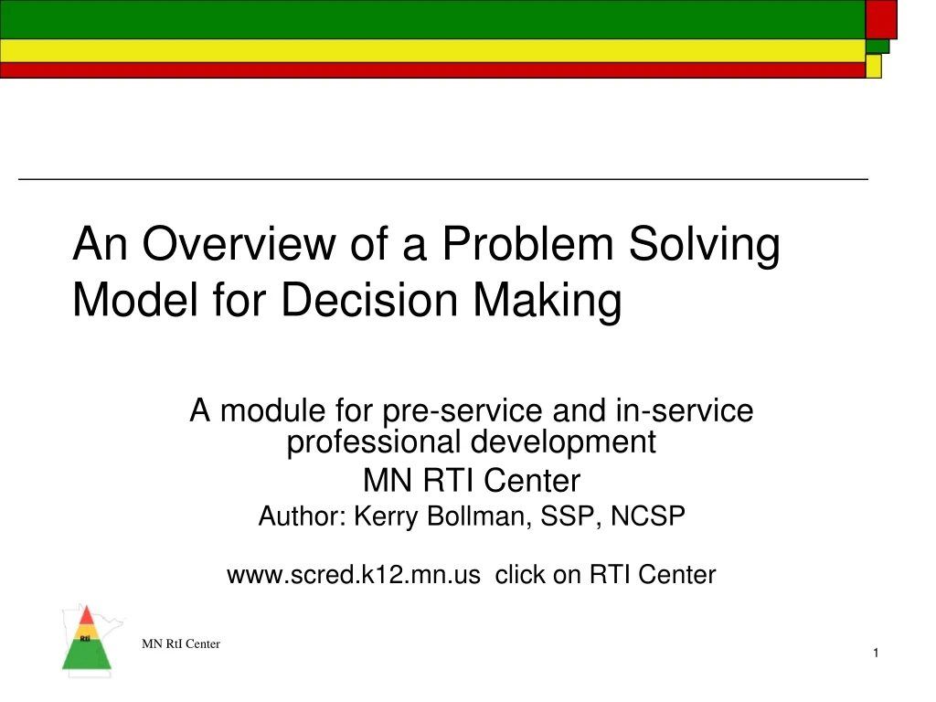 an overview of a problem solving model for decision making