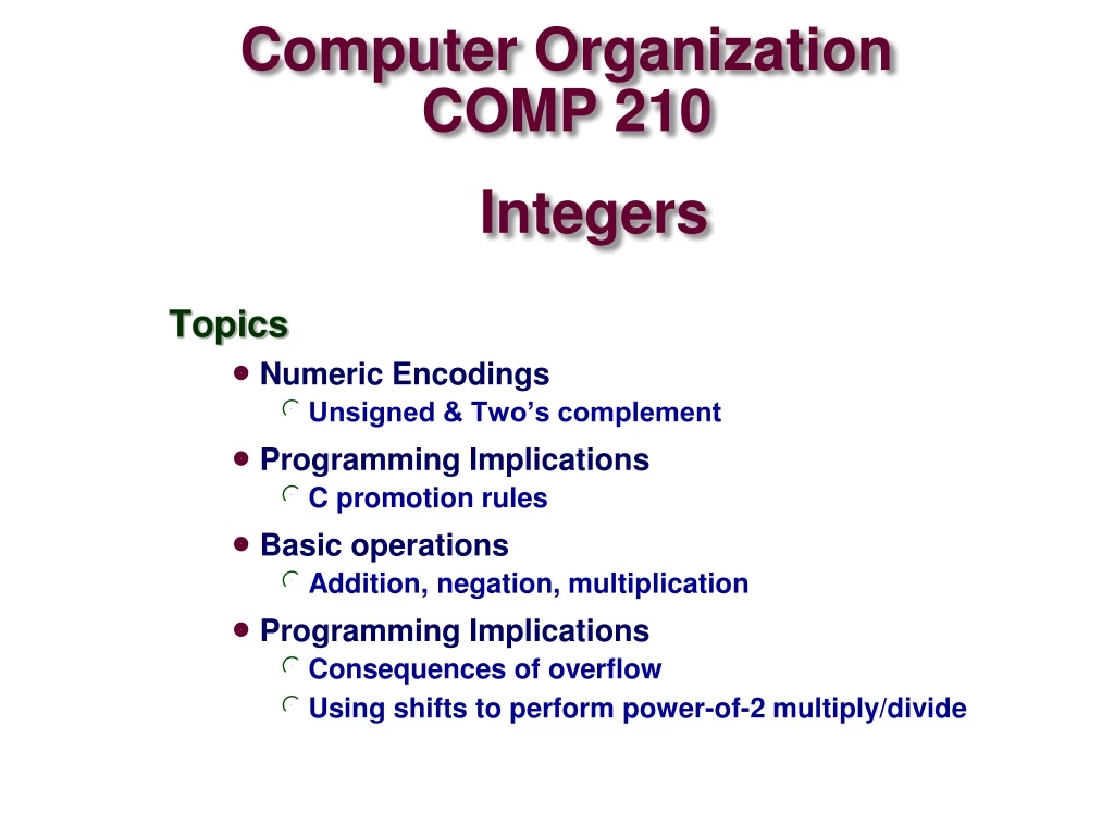 computer organization comp 210