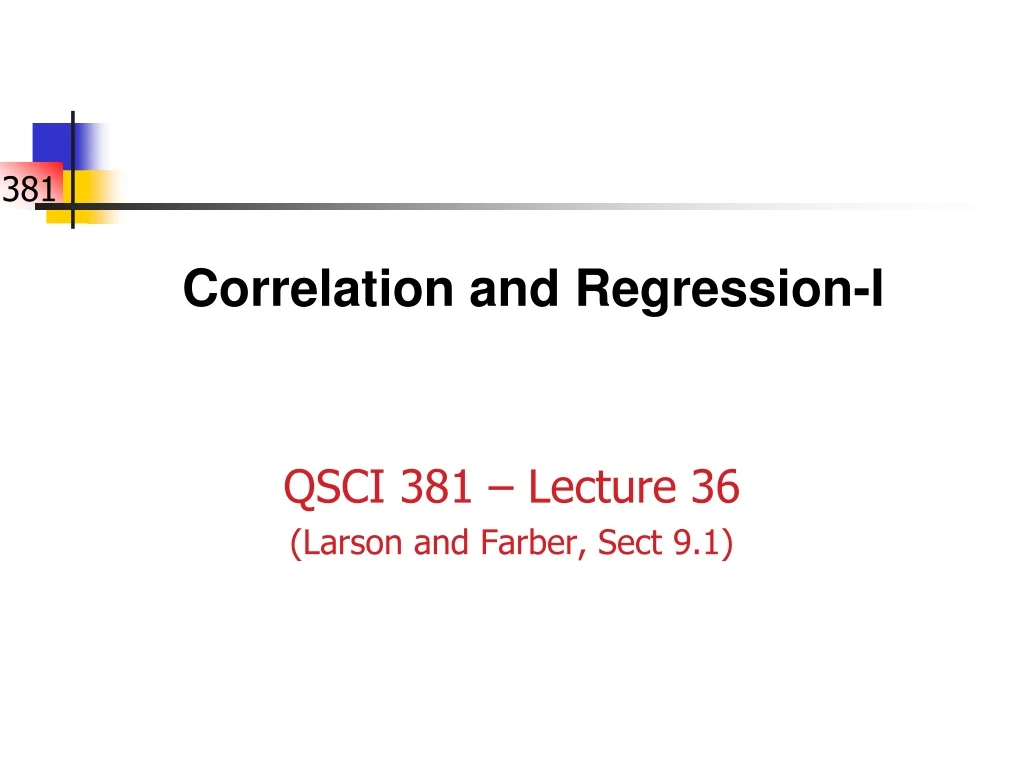 correlation and regression i