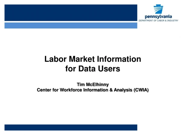 Labor Market Information  for Data Users Tim McElhinny