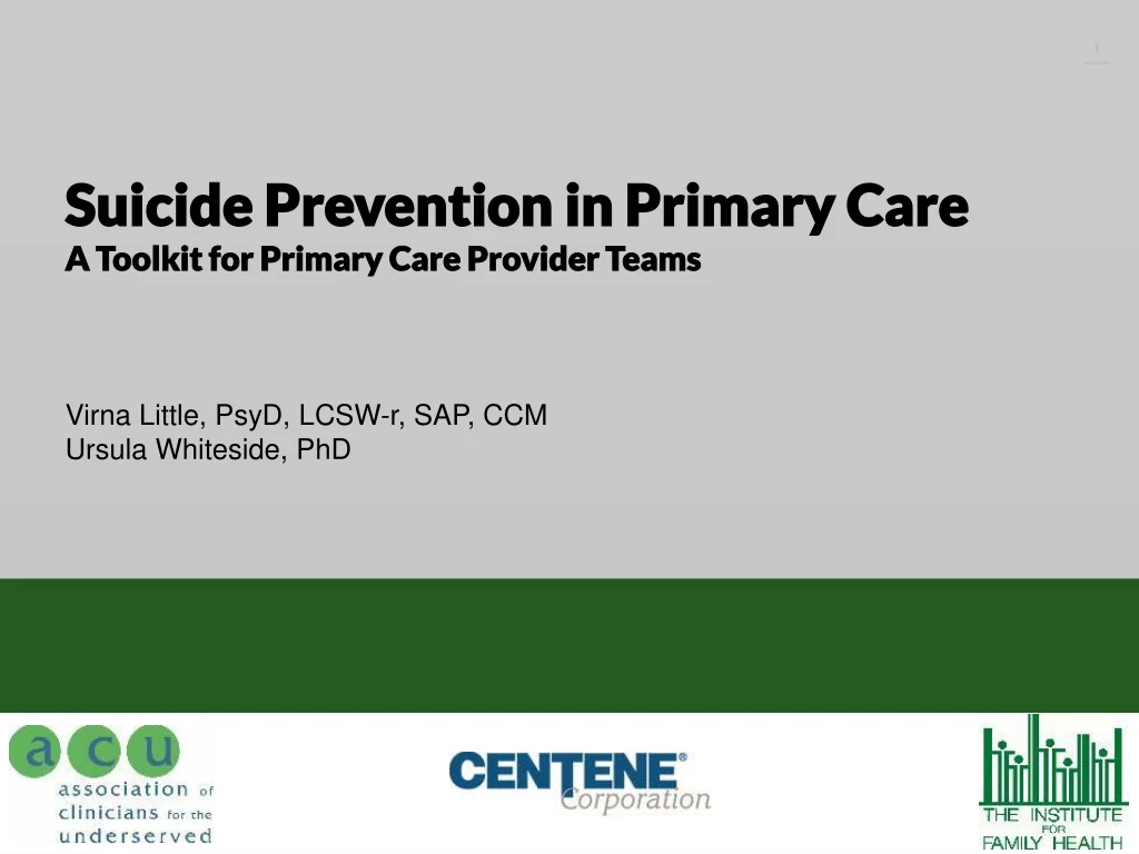 suicide prevention in primary care a toolkit