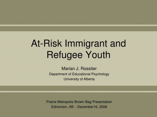 At-Risk Immigrant and Refugee Youth