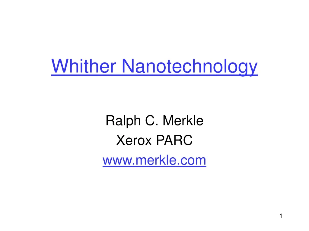 whither nanotechnology