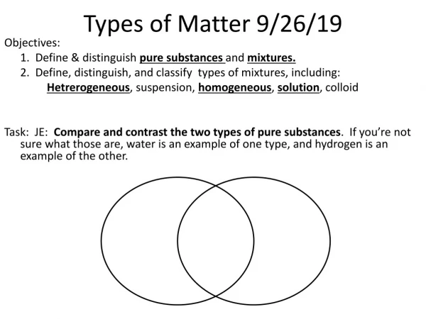 Types of Matter 9/26/19