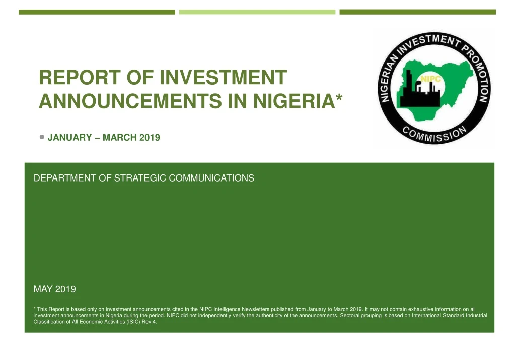 report of investment announcements in nigeria