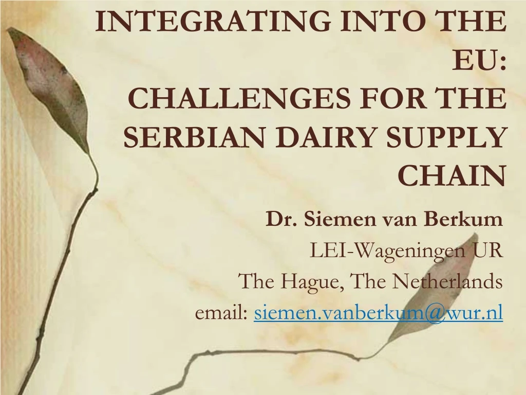 integrating into the eu challenges for the serbian dairy supply chain