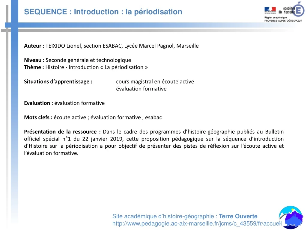 sequence introduction la p riodisation