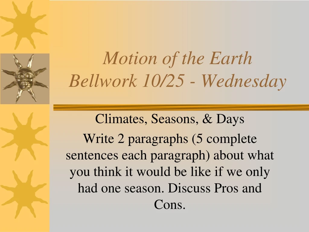 motion of the earth bellwork 10 25 wednesday