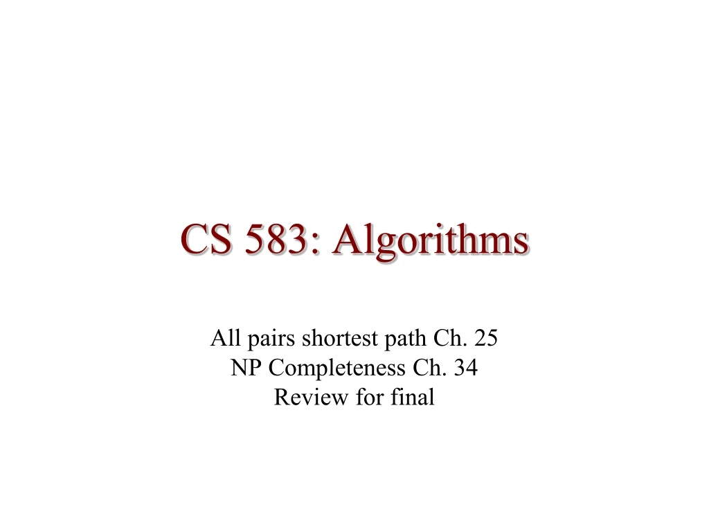 cs 583 algorithms