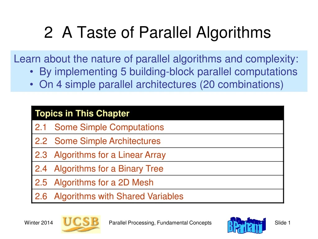 2 a taste of parallel algorithms