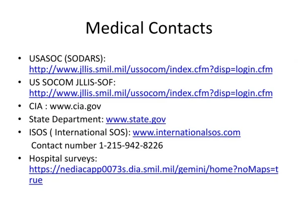 Medical Contacts