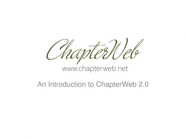 An Introduction to  ChapterWeb  2.0
