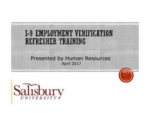 I-9 Employment Verification REFRESHER Training