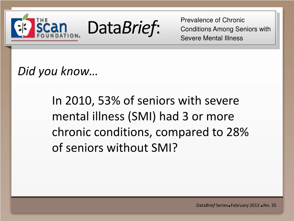 prevalence of chronic conditions among seniors with severe mental illness