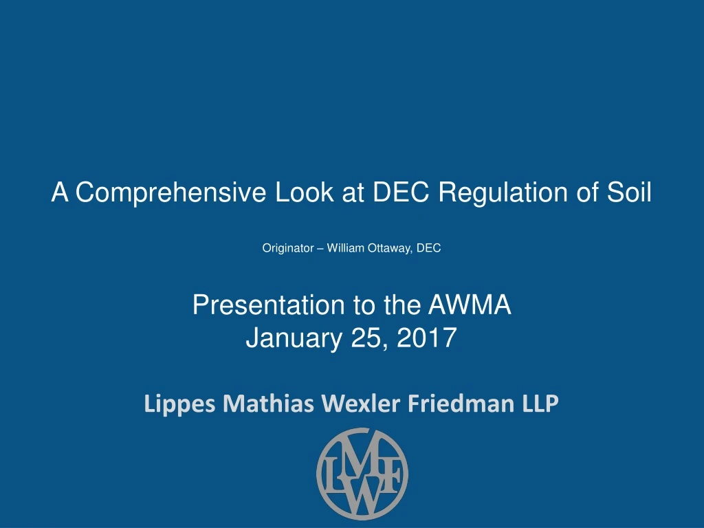 a comprehensive look at dec regulation of soil