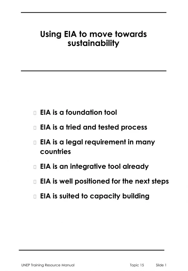 Using EIA to move towards sustainability