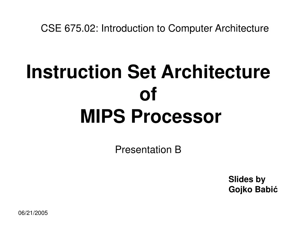 cse 675 02 introduction to computer architecture