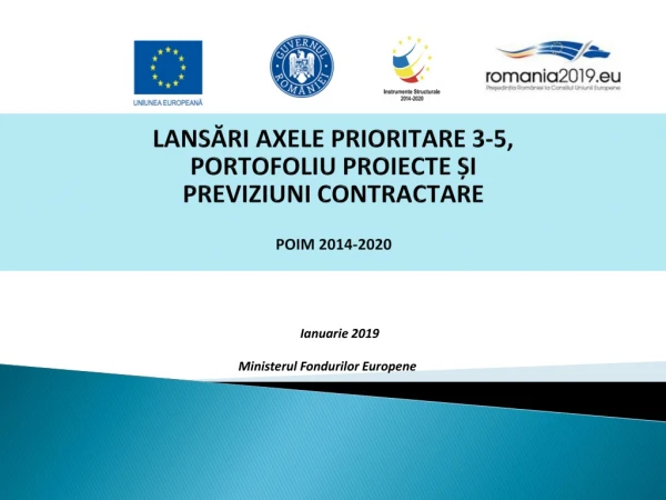 LAN SĂRI  AXELE PRIORITARE 3-5 , PORTOFOLIU PROIECTE  ȘI  PREVIZIUNI CONTRACTARE P OIM  2014-2020