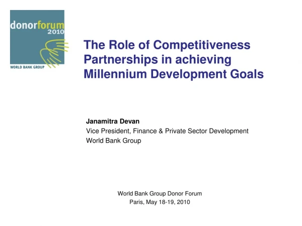 The Role of Competitiveness Partnerships in achieving Millennium Development Goals