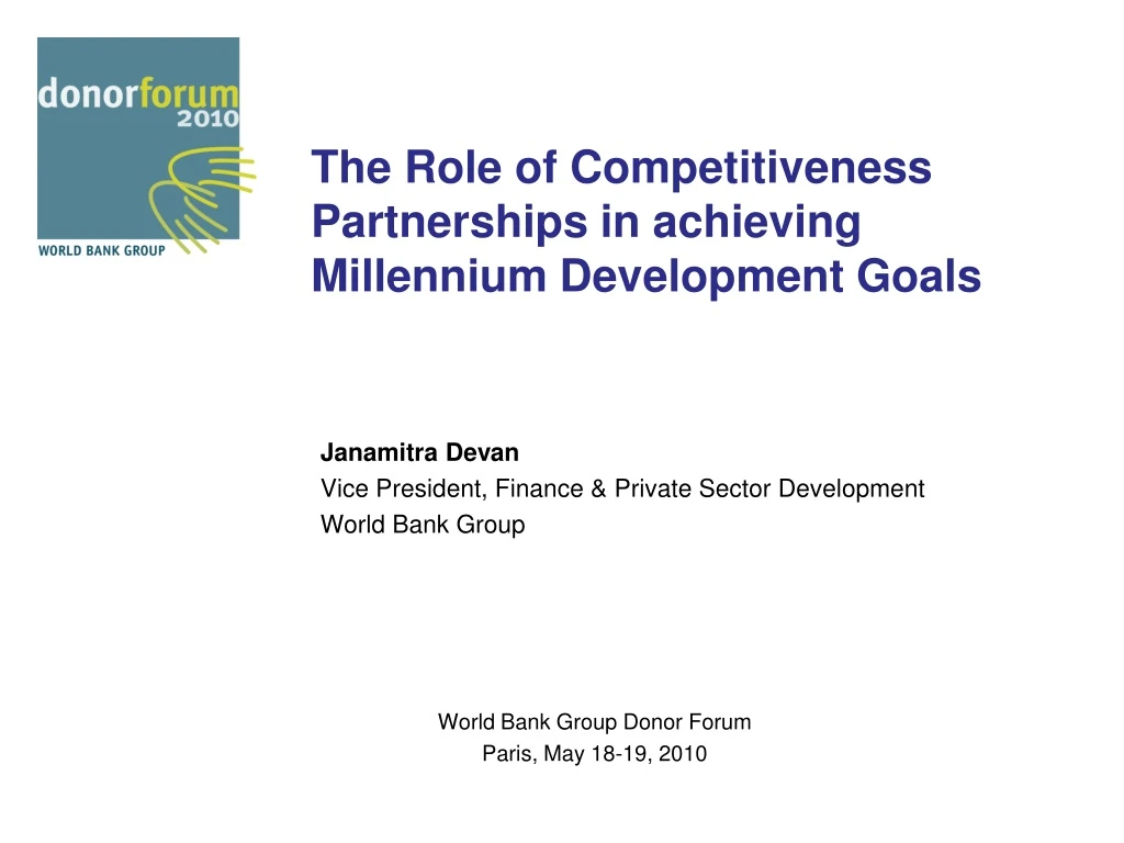the role of competitiveness partnerships in achieving millennium development goals