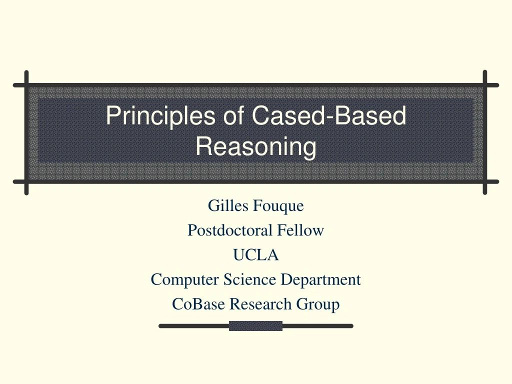 principles of cased based reasoning