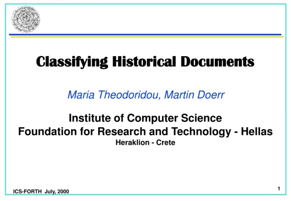 Classifying Historical Documents