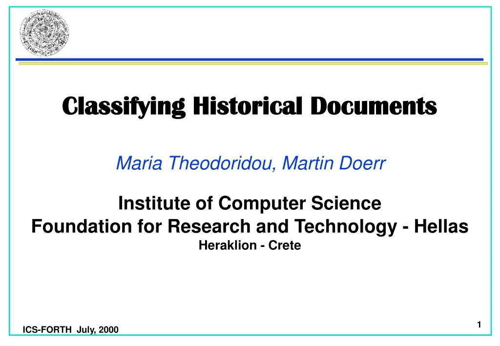 classifying historical documents