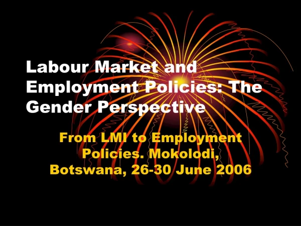 Labour Market and Employment Policies: The Gender Perspective