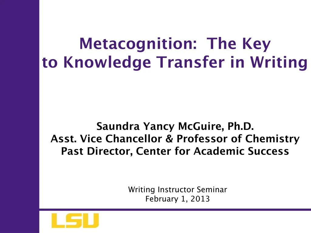 metacognition the key to knowledge transfer in writing