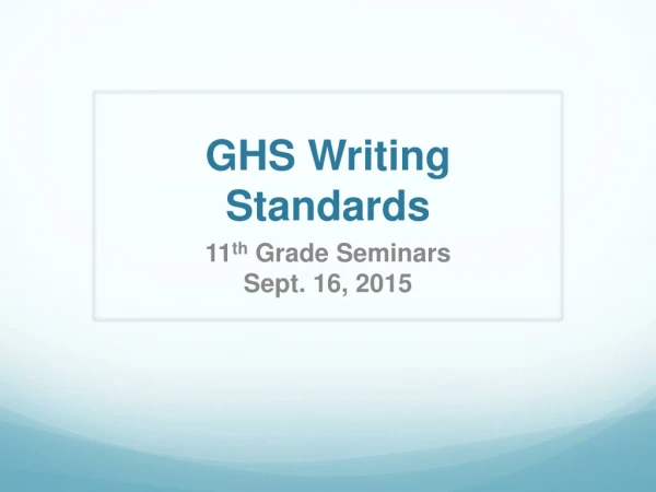 GHS Writing Standards