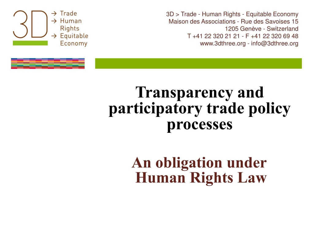 transparency and participatory trade policy processes